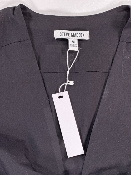 Steve Madden Women Cotton Tiered Mini Dress Black Twist Front Size M - Picture 5 of 15